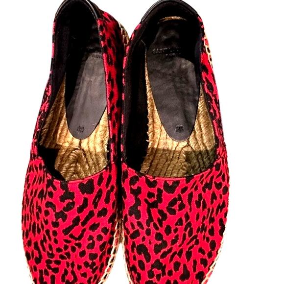Saint Laurent -  Canvas Leopard‑Print Espadrilles Red/Black  - Size 38 - Picture 2 of 6